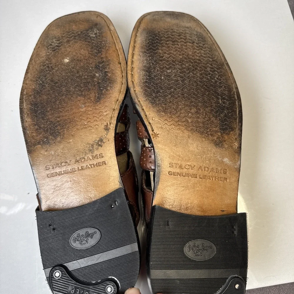 Stacy Adams Men's Brown‎ Leather Fisherman Sandals Made in India Size 9M  VGUC